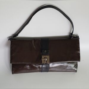 Kenneth Cole Women's Handbag Clutch Wristlet Brown Black Leather Purse
